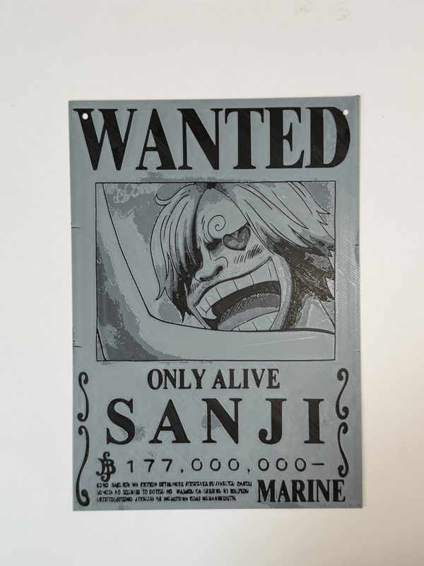 3D printed “Sanji” Wanted Poster