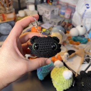 Night Dragon Head – Handmade Crochet Keychain