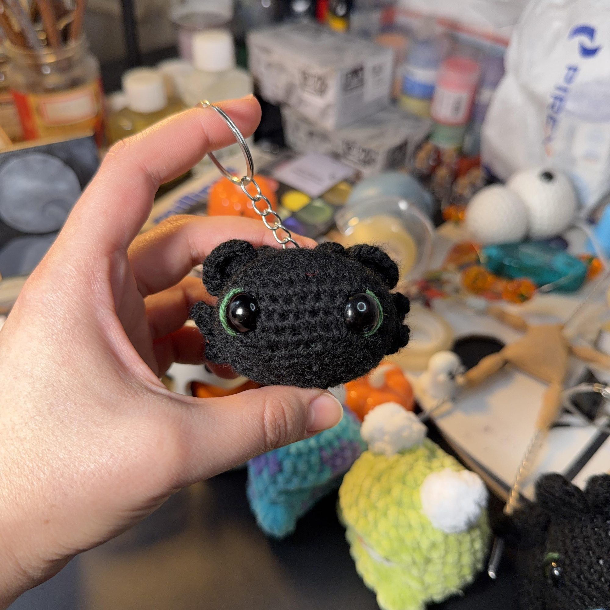 Night Dragon Head – Handmade Crochet Keychain
