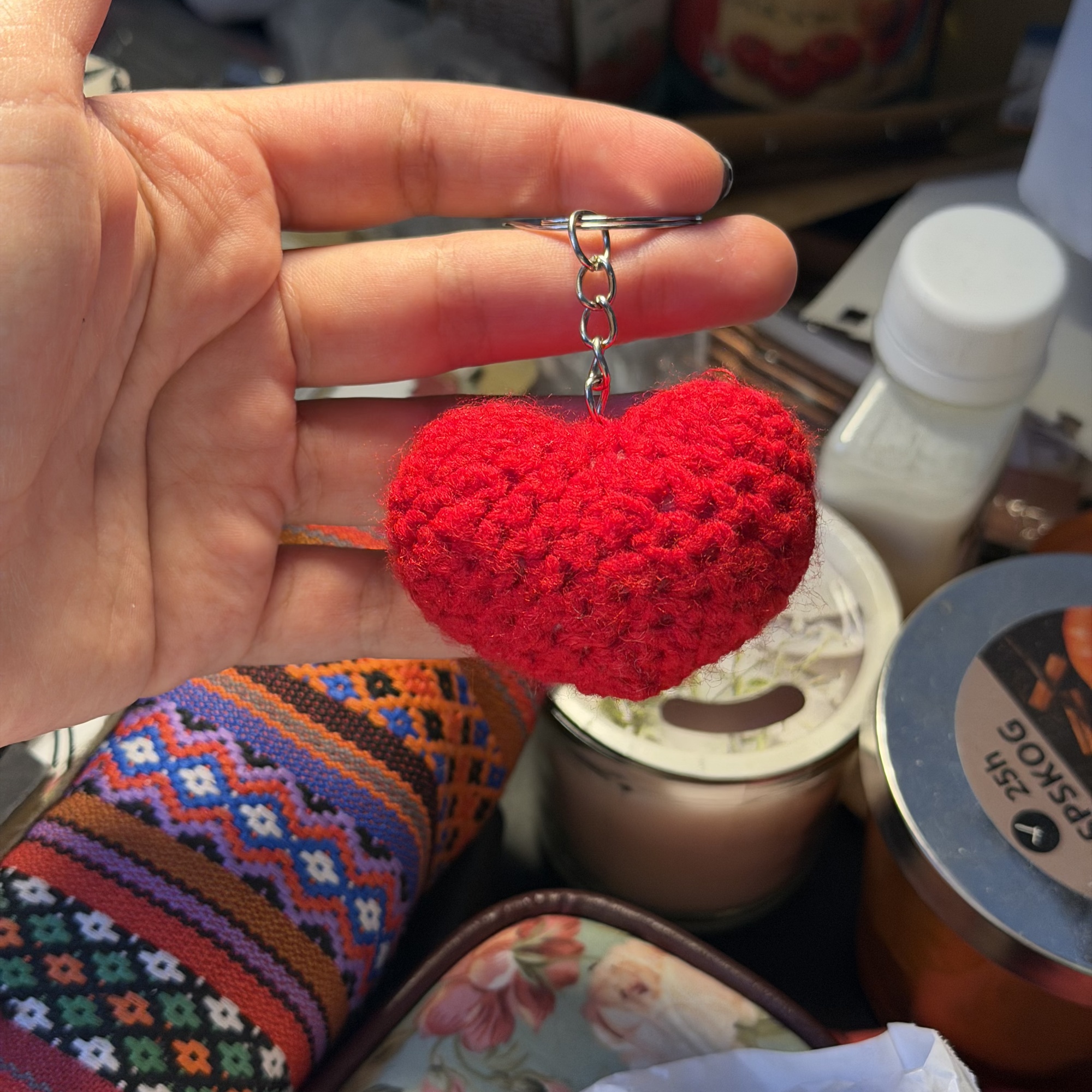 Small Heart Handmade Crochet Keychain