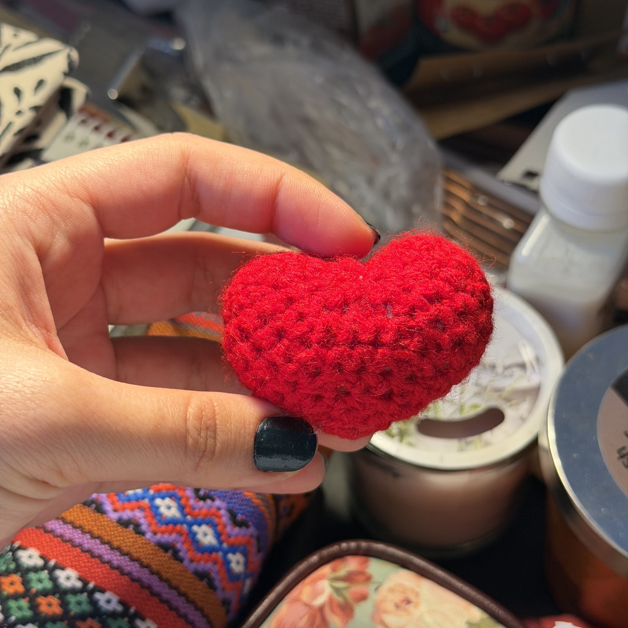 Small Heart Handmade Crochet Keychain - Image 4