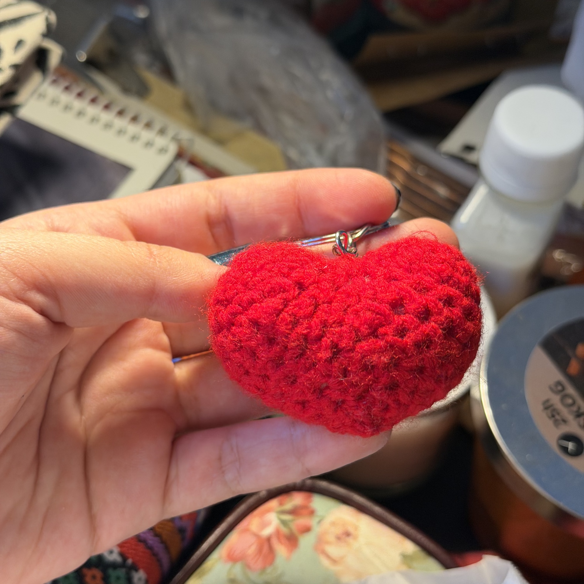 Small Heart Handmade Crochet Keychain - Image 3
