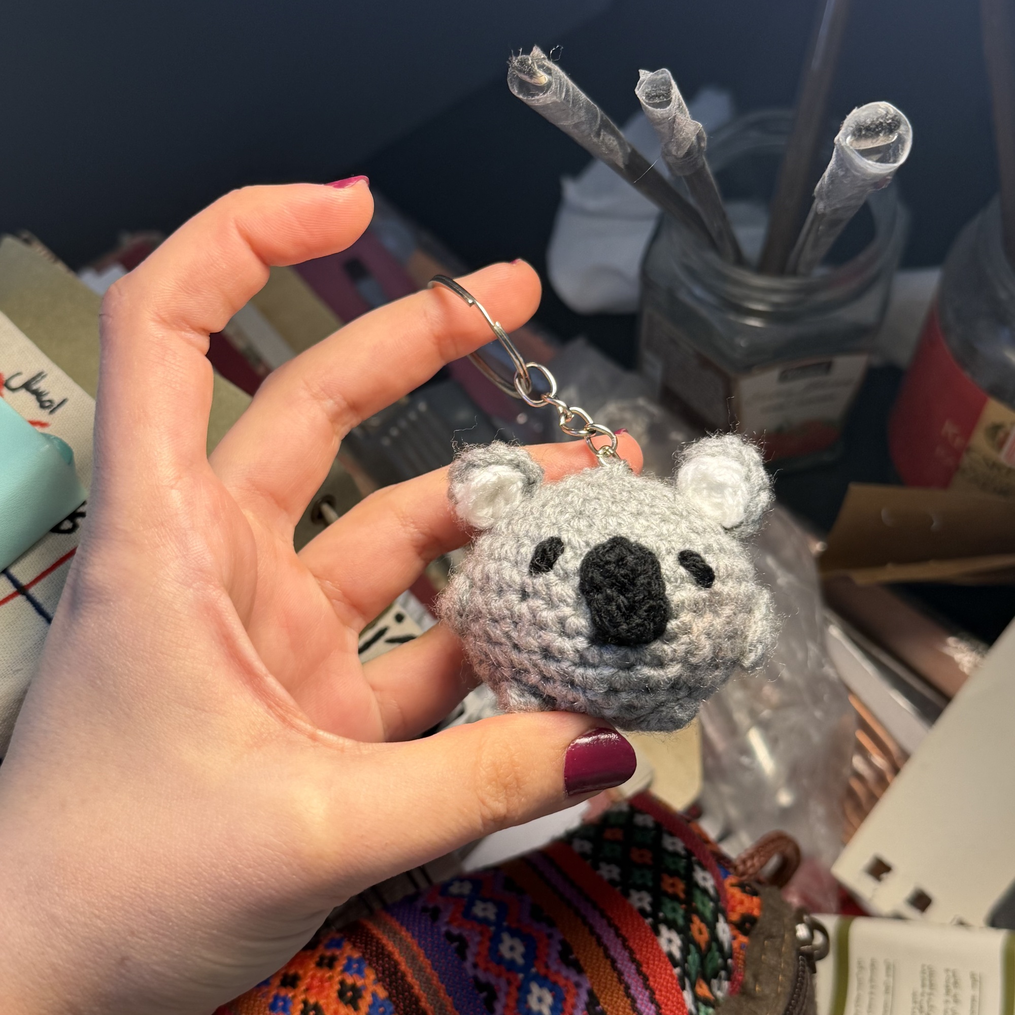 Small Koala Handmade Crochet Keychain - Image 2