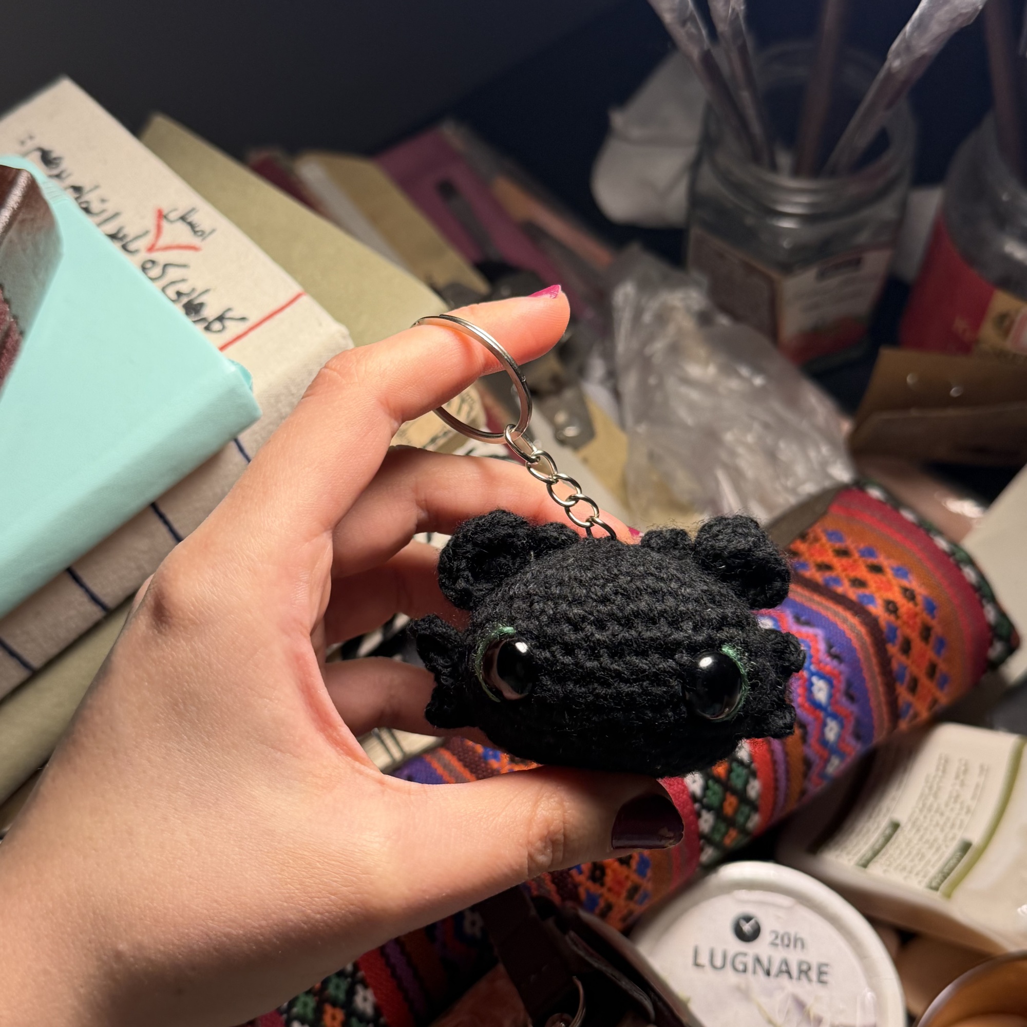 Night Dragon Head – Handmade Crochet Keychain - Image 6