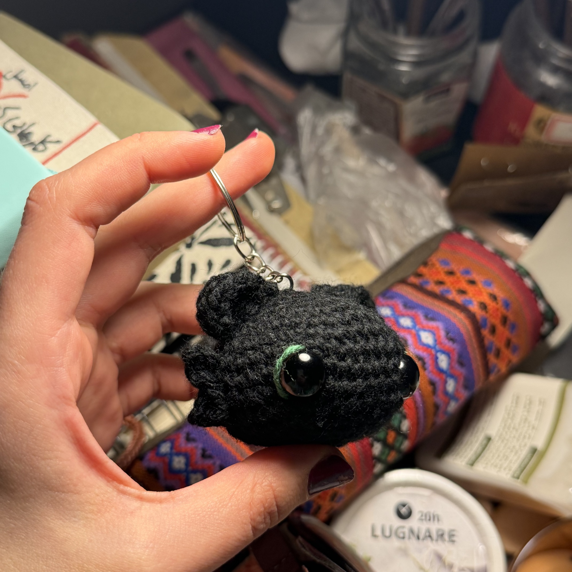Night Dragon Head – Handmade Crochet Keychain - Image 4