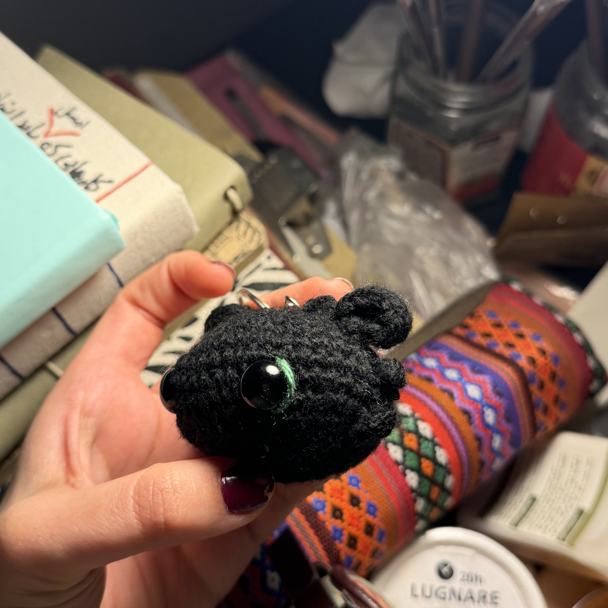 Night Dragon Head – Handmade Crochet Keychain - Image 3