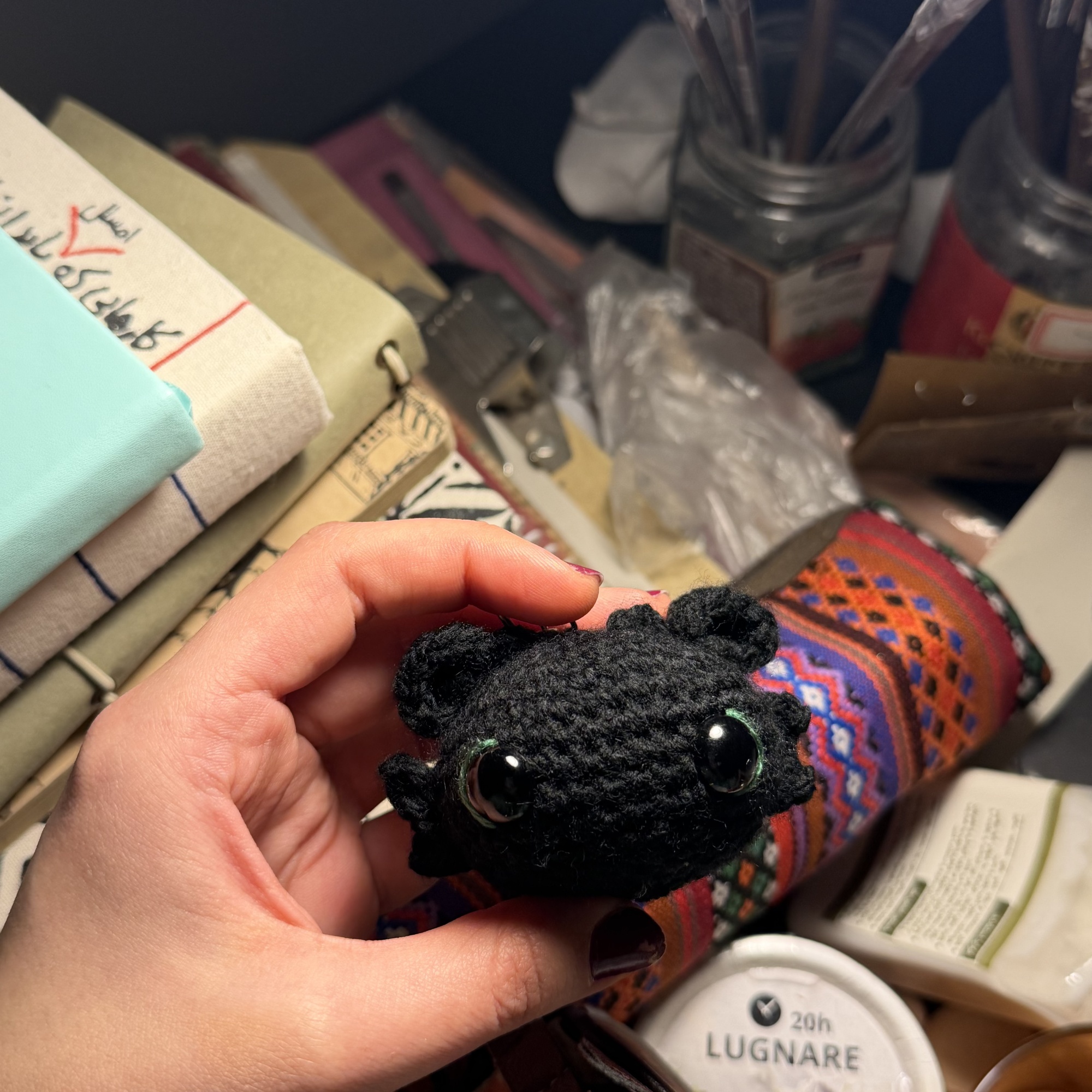 Night Dragon Head – Handmade Crochet Keychain - Image 2