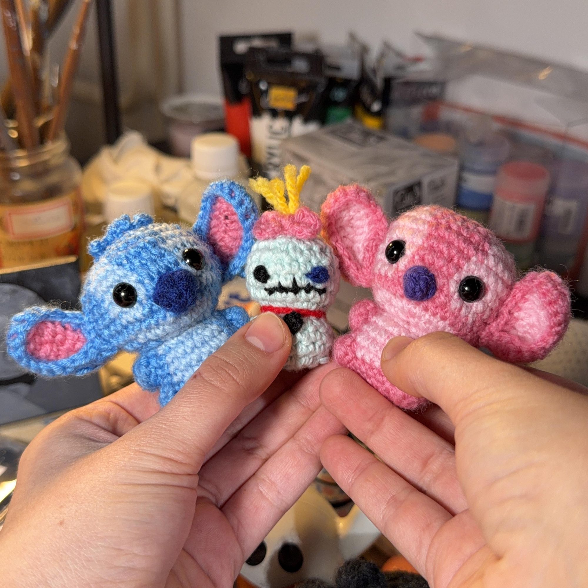 Alien Trio horgolt kulcstartó szett