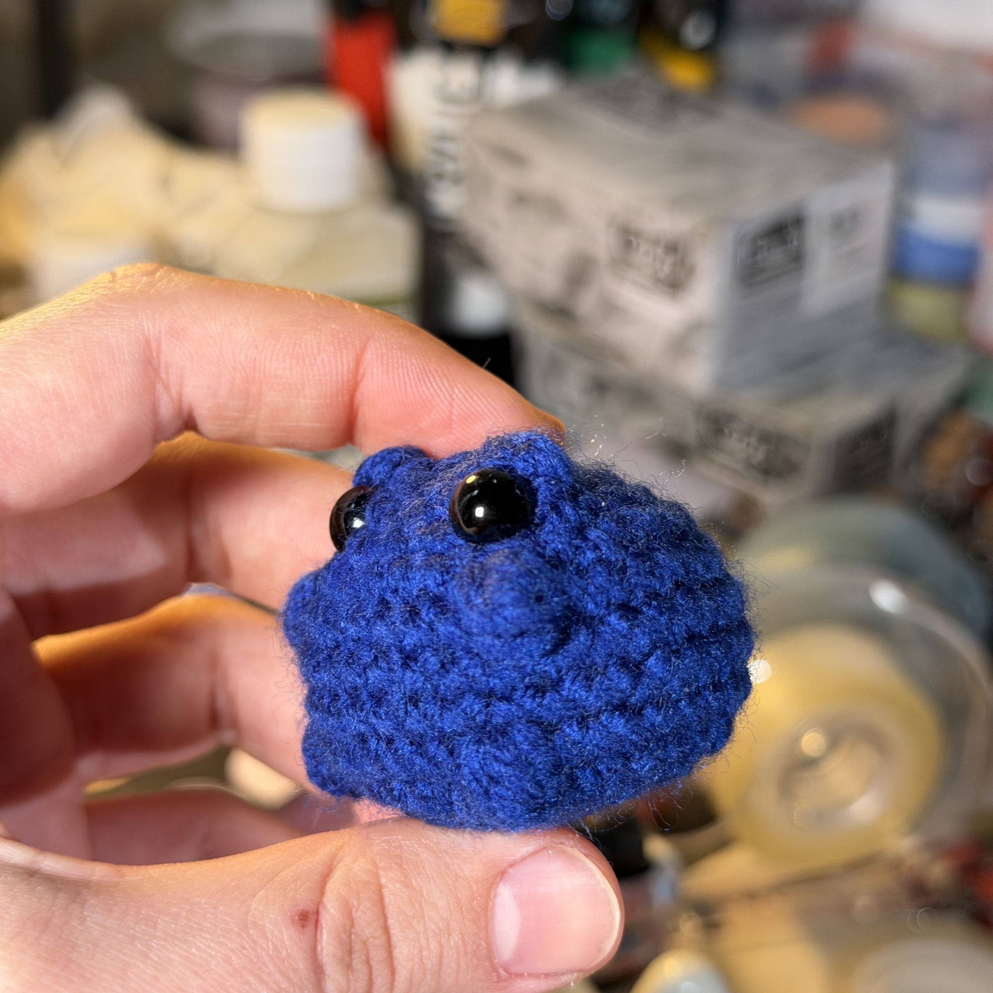 Blueberry Frog Crochet Keychain