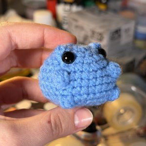 Light Blueberry Frog Crochet Keychain