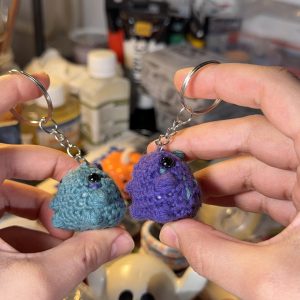 Purple & Blue Tiny Dragon Crochet Keychain Duo