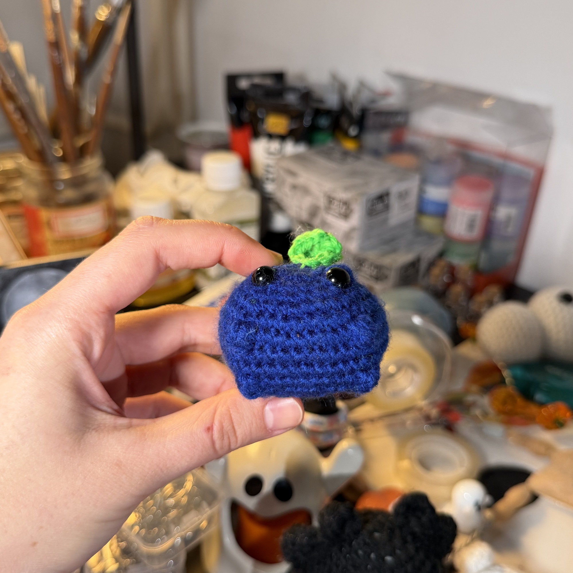 Blueberry Frog Crochet Keychain - Image 2