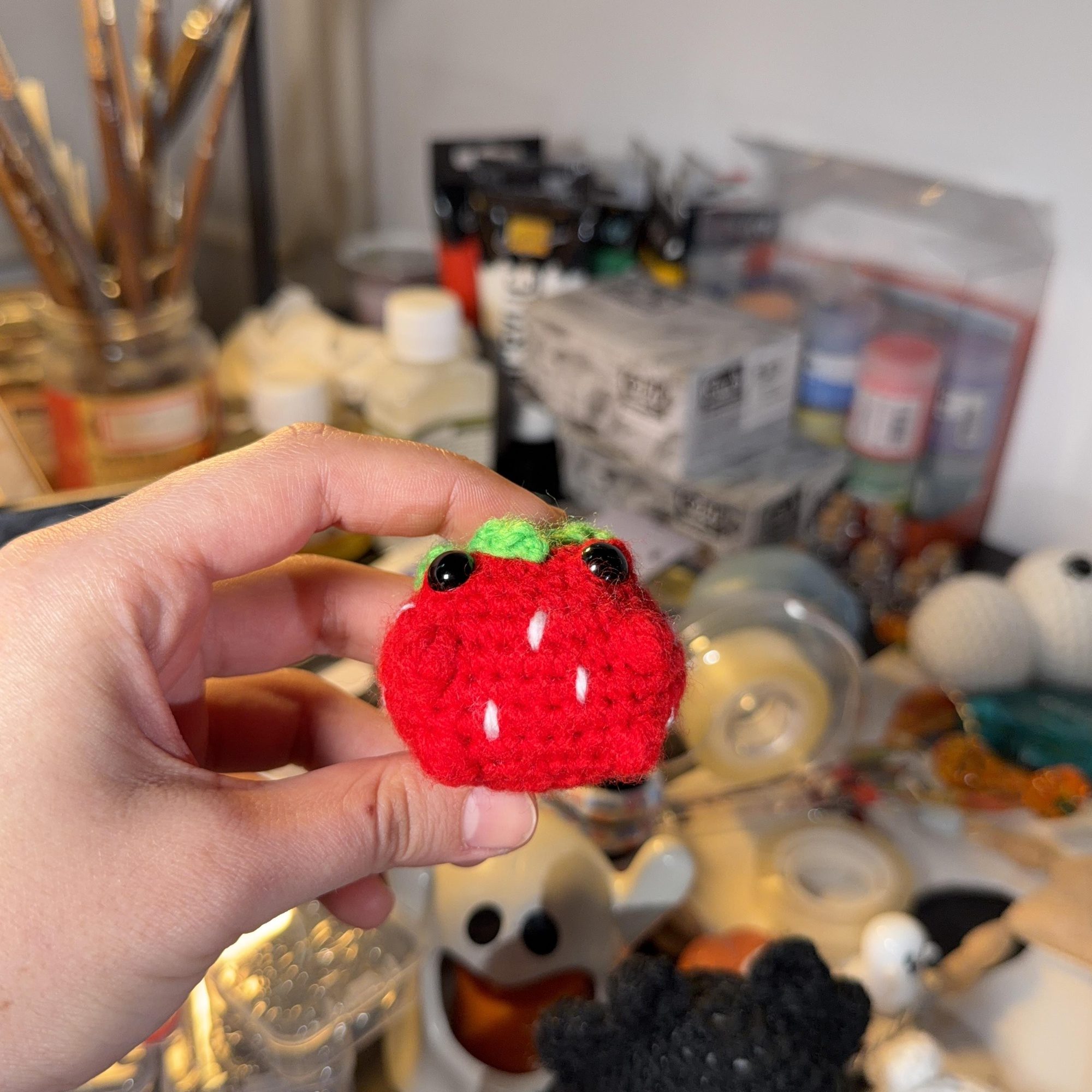 Strawberry Frog Crochet Keychain - Image 4
