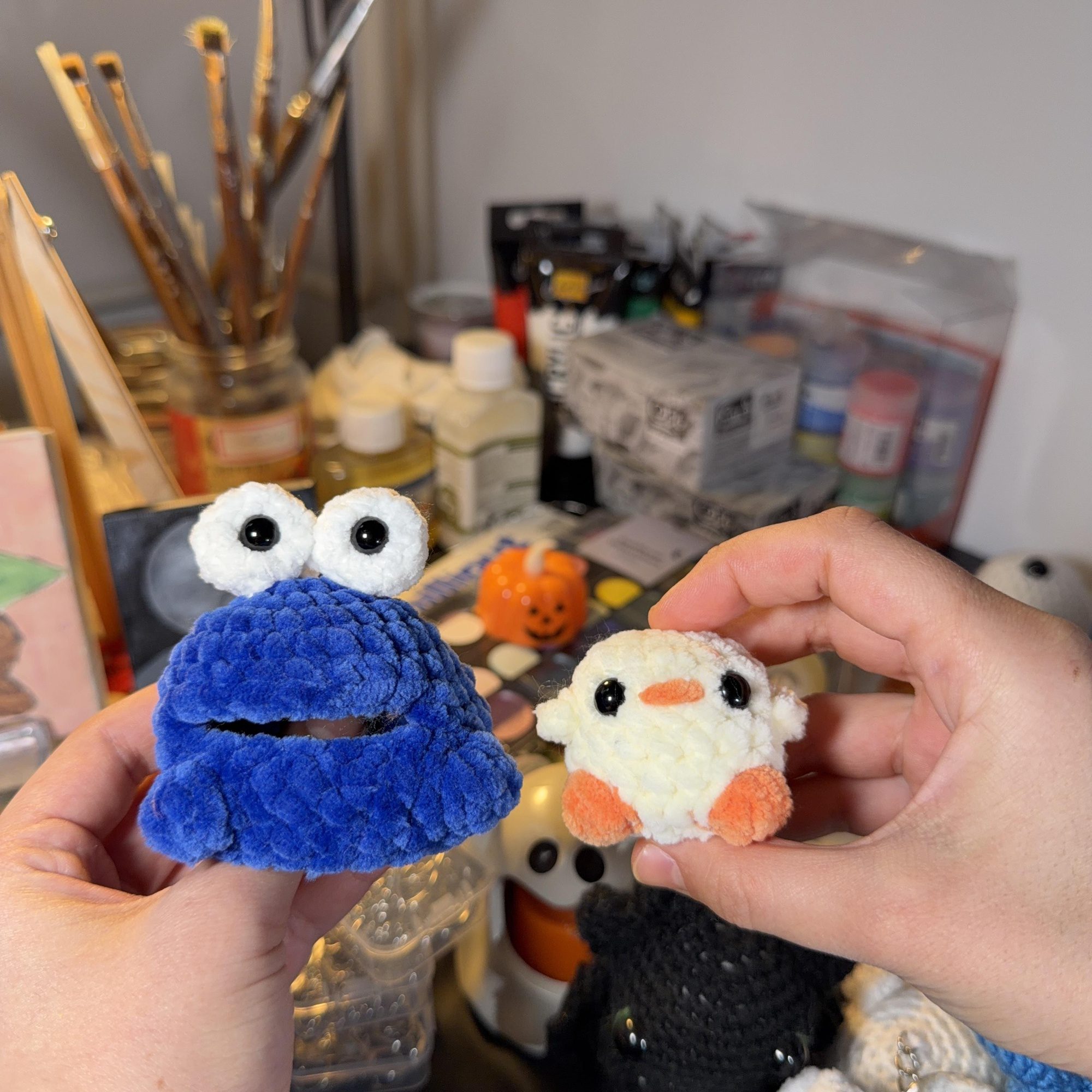 Blue Cookie Monster Chicken Crochet Plush - Image 9