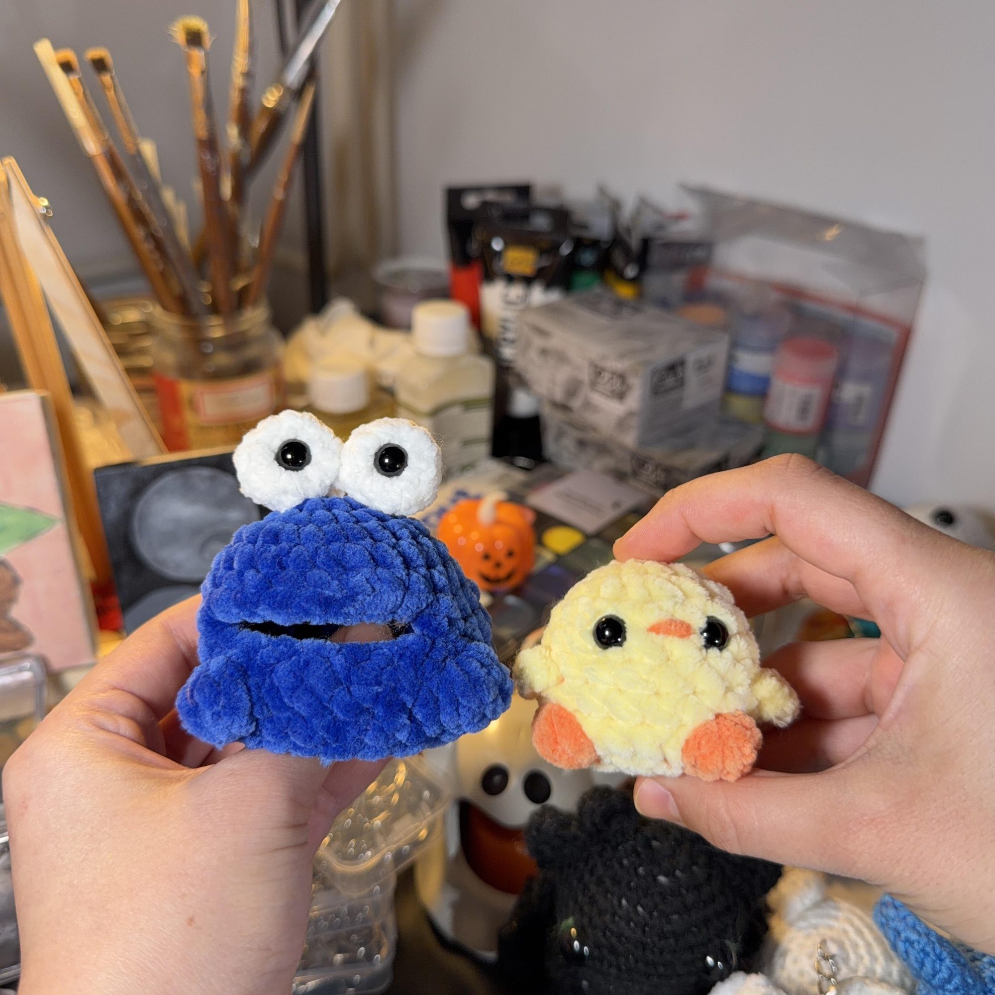 Blue Cookie Monster Chicken Crochet Plush - Image 8