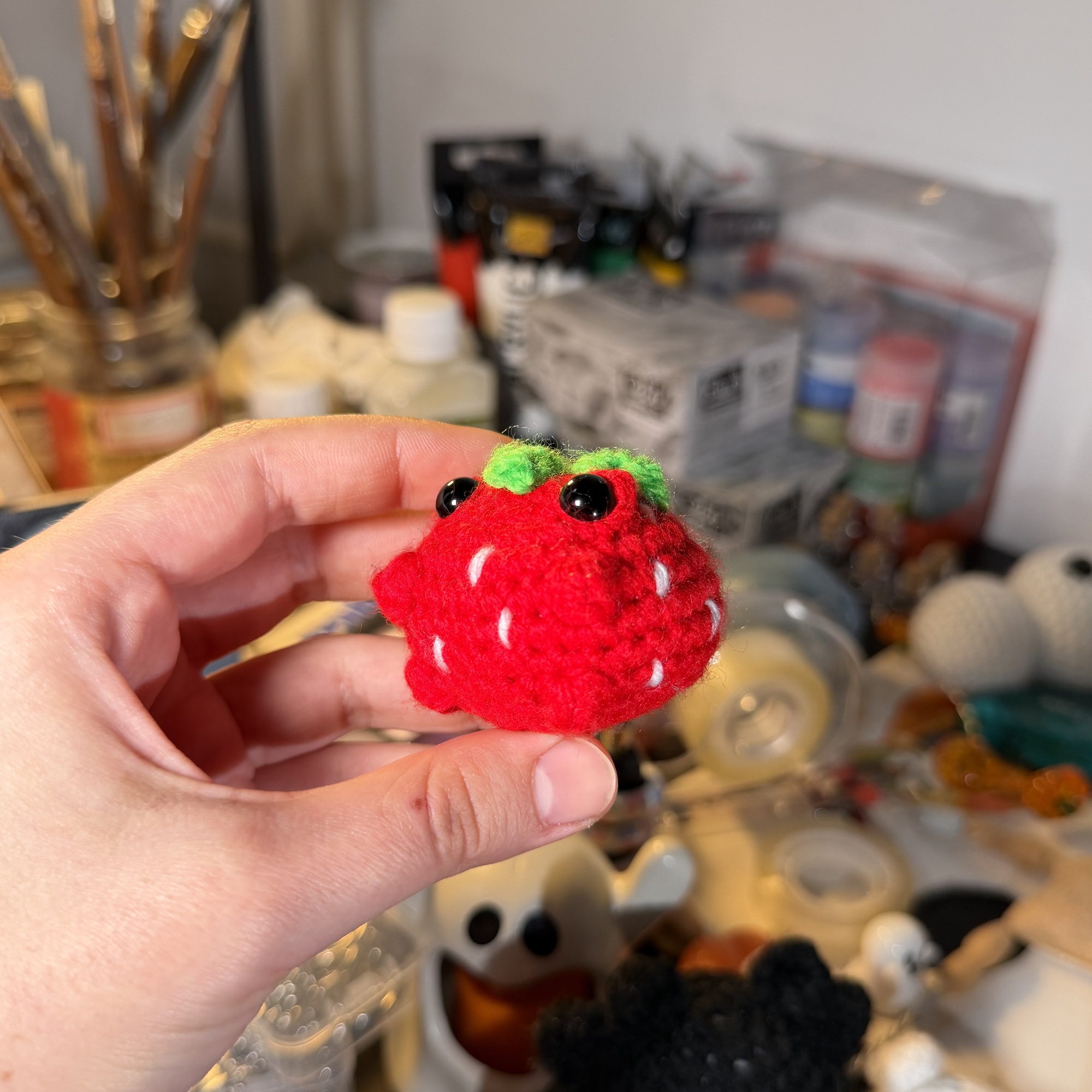 Strawberry Frog Crochet Keychain - Image 2