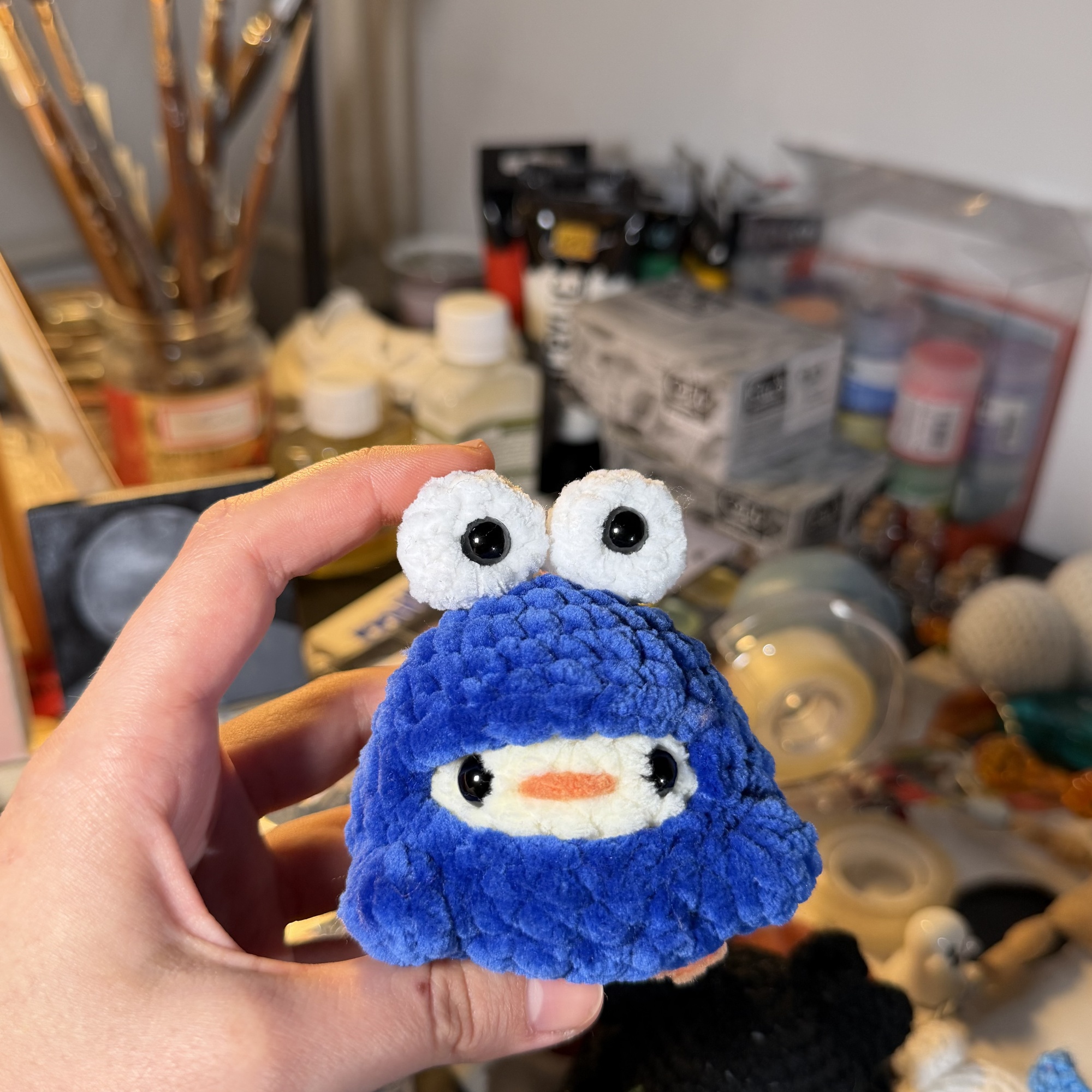 Blue Cookie Monster Chicken Crochet Plush - Image 7