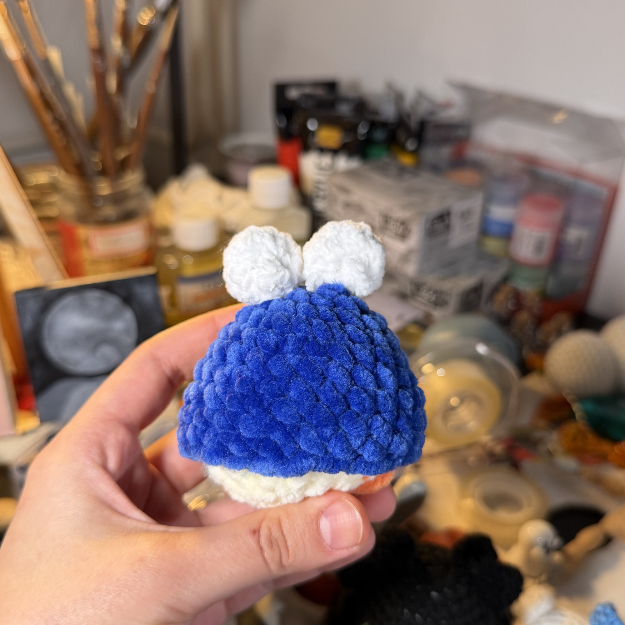Blue Cookie Monster Chicken Crochet Plush - Image 6