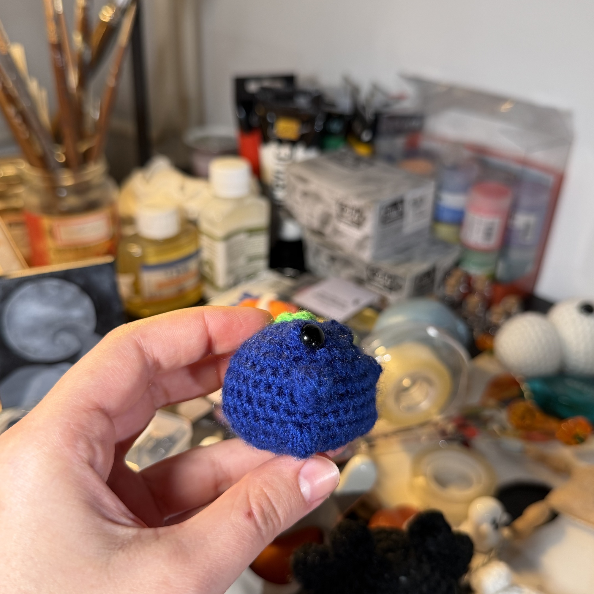 Blueberry Frog Crochet Keychain - Image 3