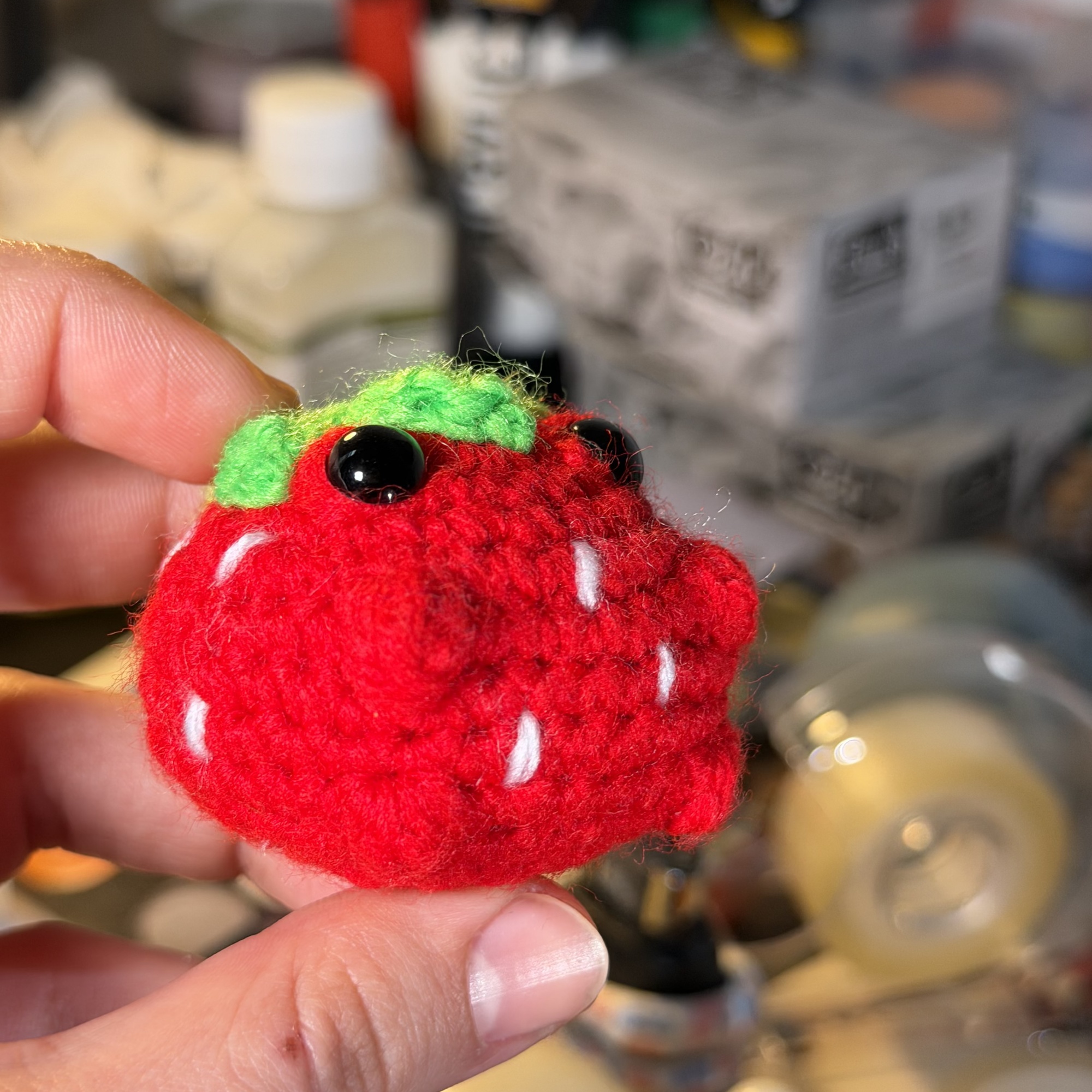 Strawberry Frog Crochet Keychain - Image 3
