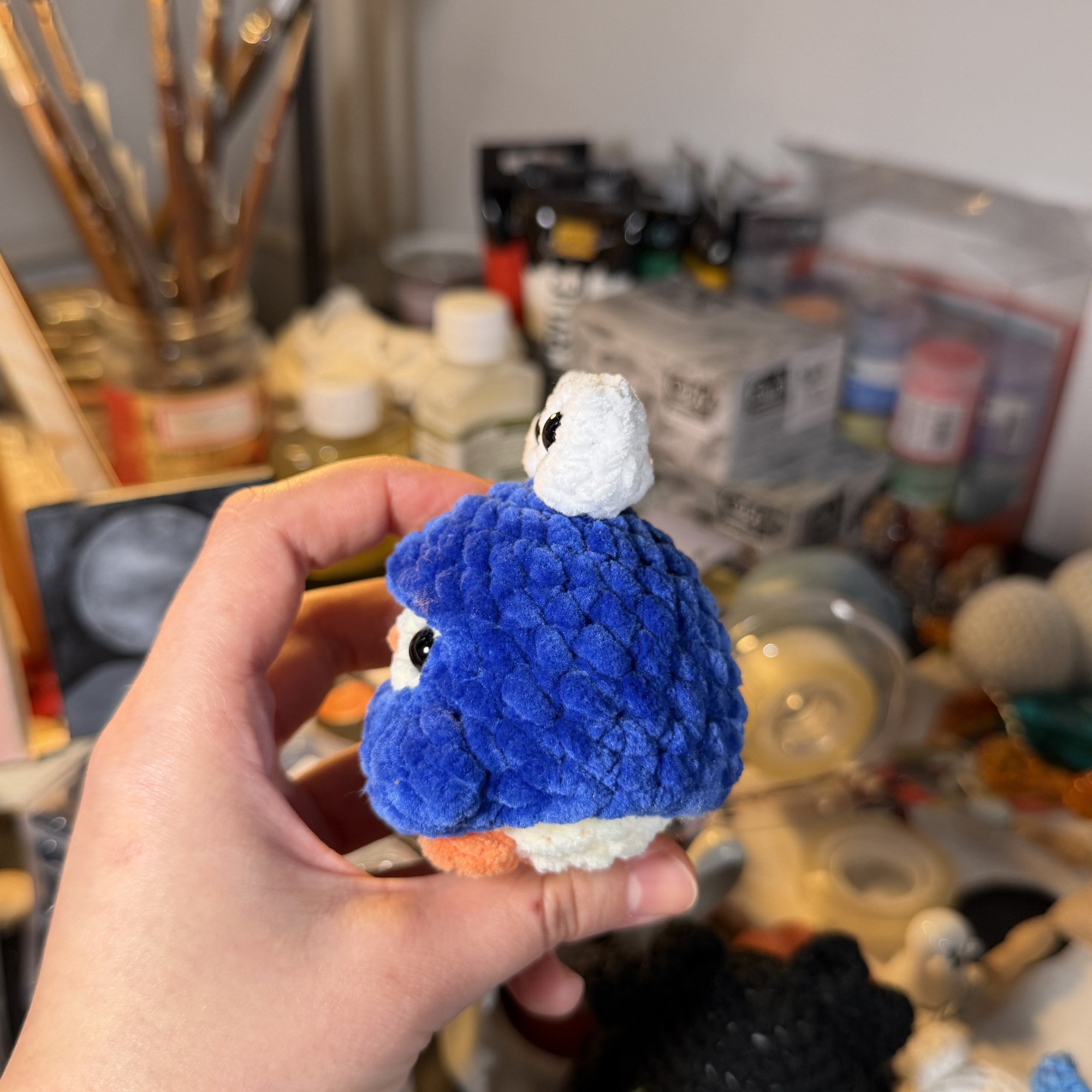 Blue Cookie Monster Chicken Crochet Plush - Image 5