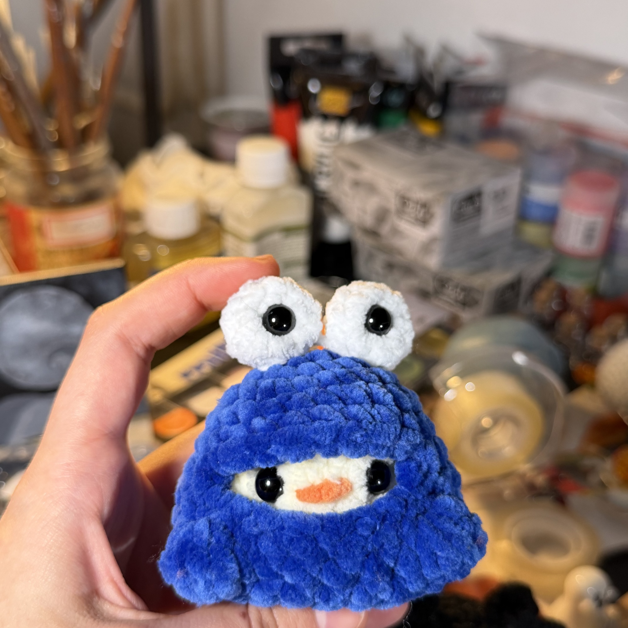 Blue Cookie Monster Chicken Crochet Plush - Image 4