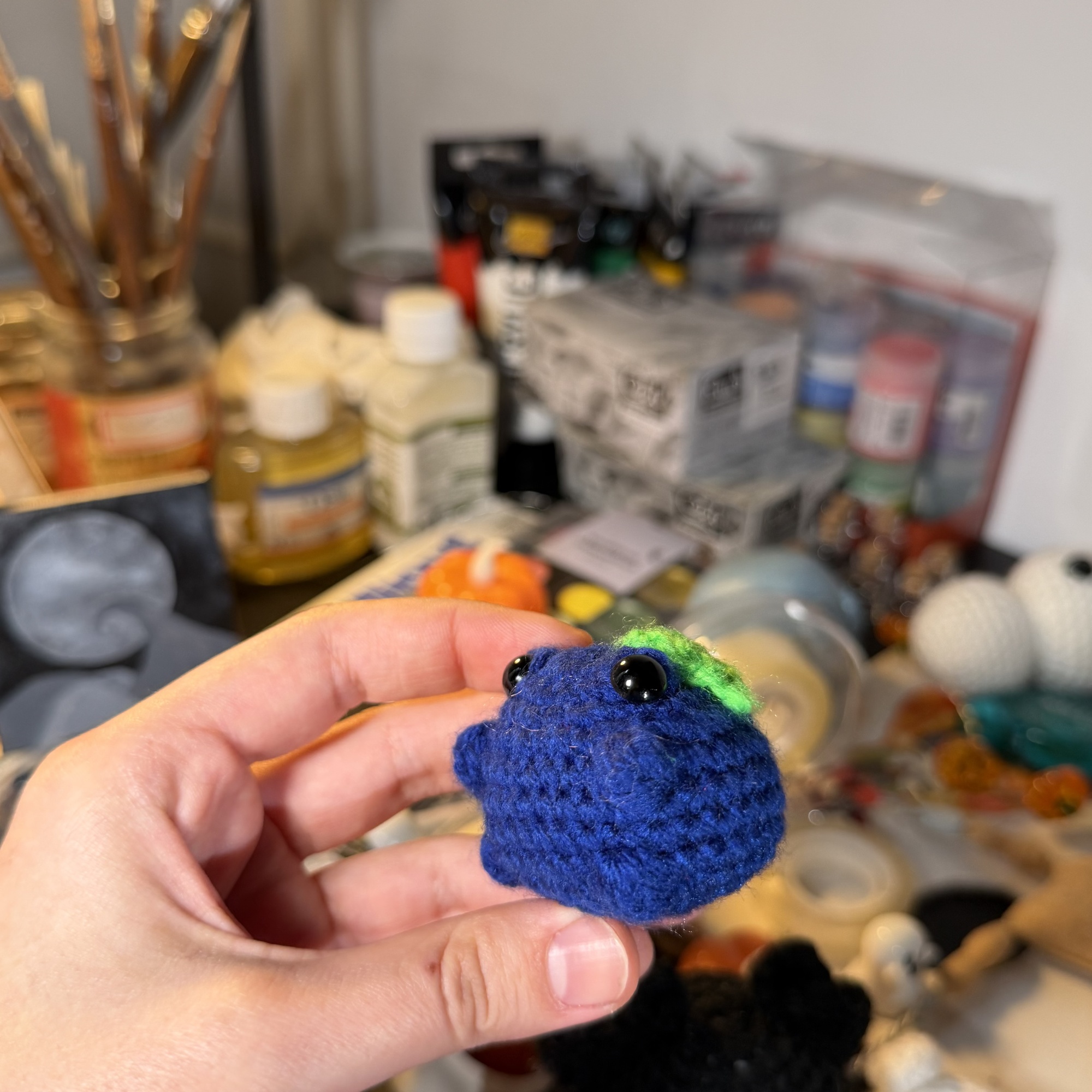 Blueberry Frog Crochet Keychain - Image 6