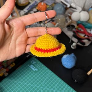 Straw Hat Crochet Keychain
