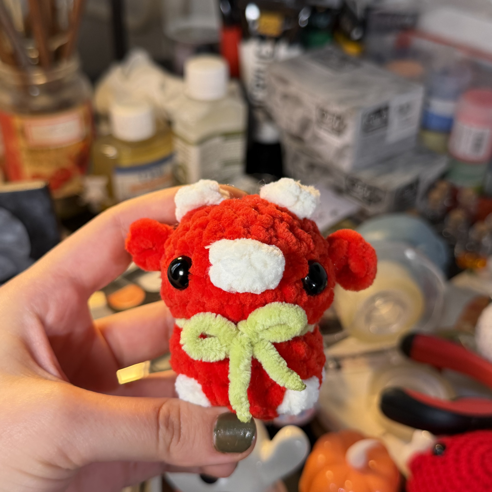 Cute Cow Crochet Keychain - Image 10